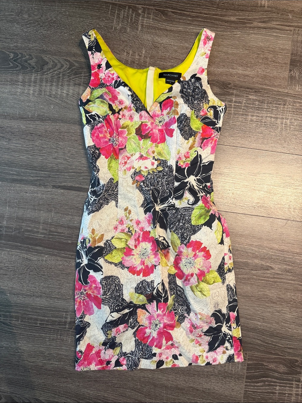 Marciano Neon Floral Sleeveless Sheath Dress